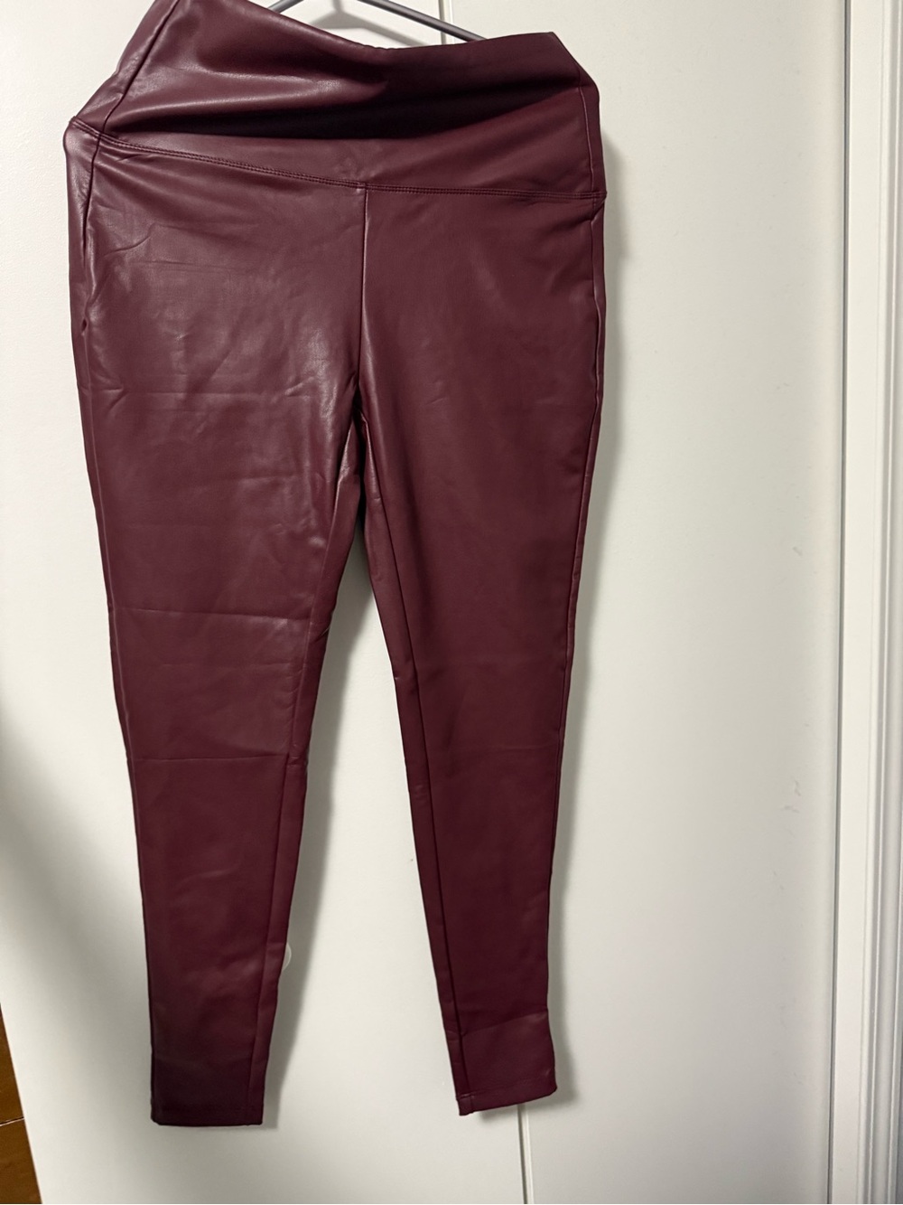 Zenana Wine Faux Leather Leggings
